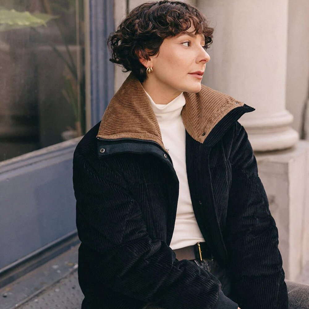 Petite studio Carter Corduroy Down Jacket - Black - Picture 6 of 6